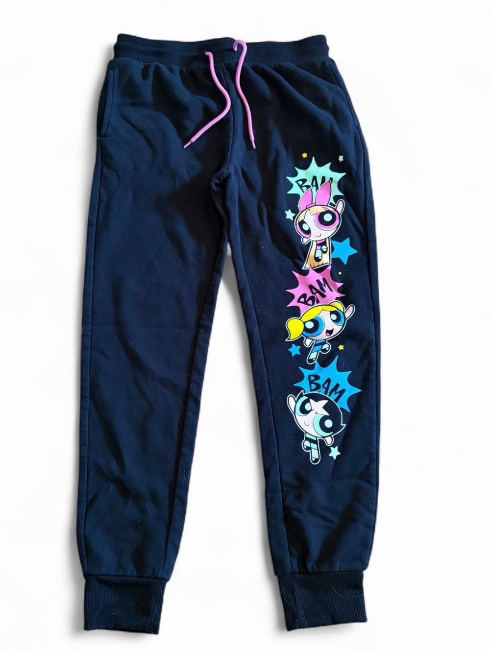 Y2K Powerpuff Girls black Sweatpants jogger Size: M